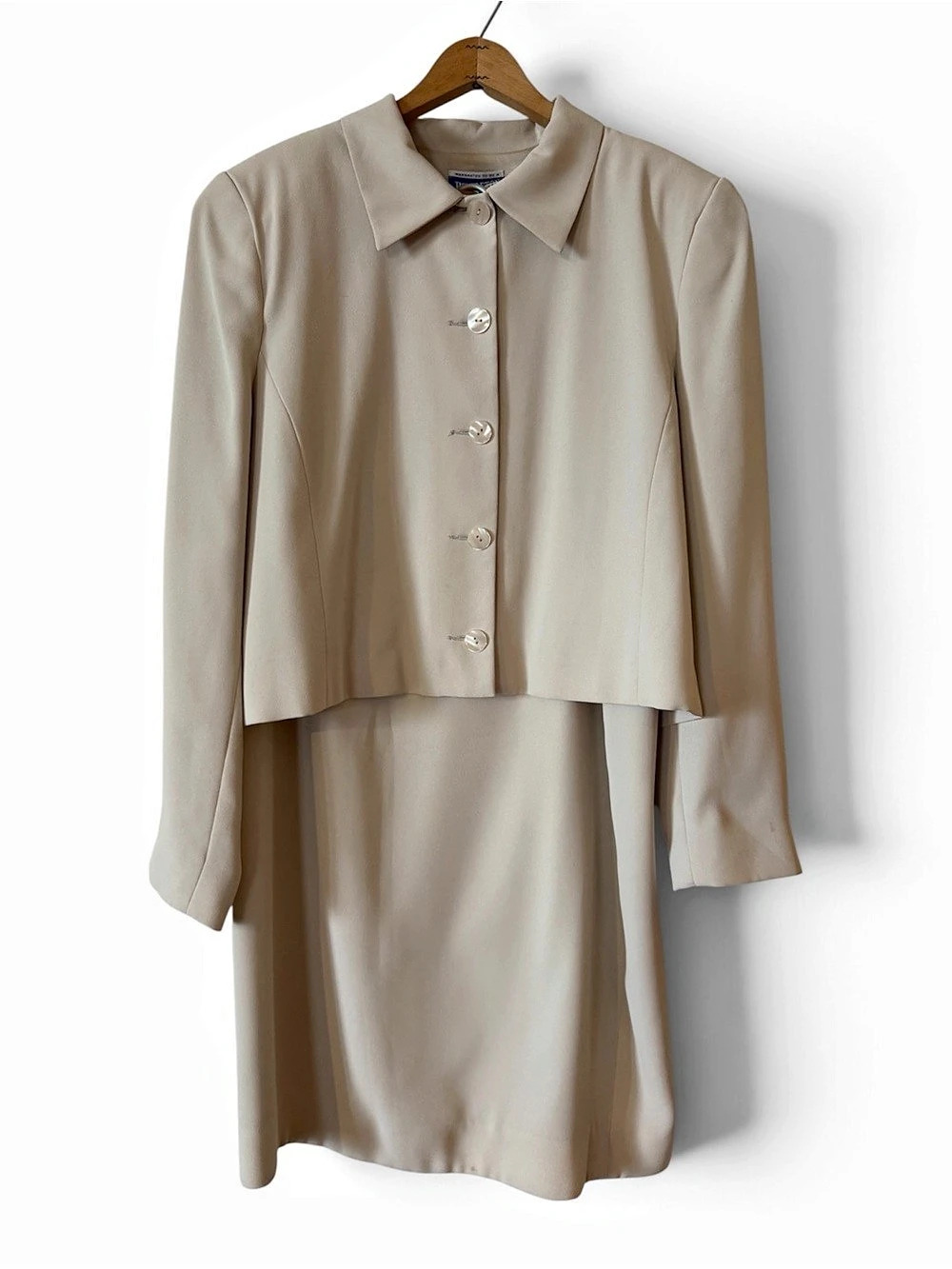 Pendleton Classic Two-Piece Skirt Suit in Cream Size 14